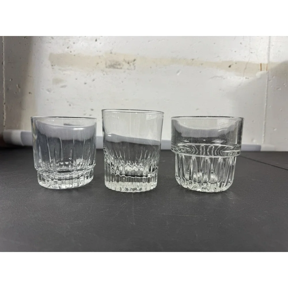 Mixed lot of‎ vintage whiskey glasses set of 3 heavy glasses